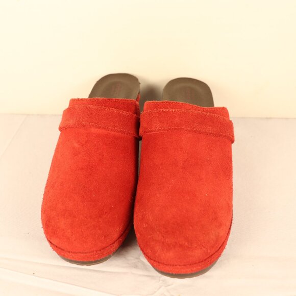 Women's Cogs Mules Size 8 Red Leather Buffed with 1in Heel Excellent Condition - Picture 1 of 7